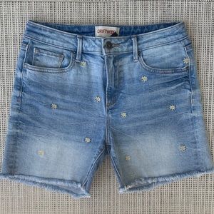 Driftwood Lulu Daisy Embroidered Denim Cut Off Shorts Size 26